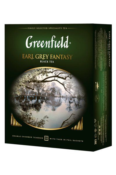 картинка Чай Greenfield чёрный Earl Grey Fantasy бергамот саше 100х 2 г